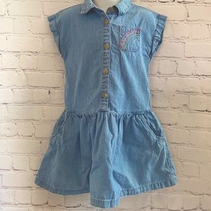 Cat & Jack Chambray Denim Dropwaist Rainbow Dress
